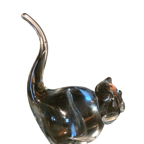 Cat Figurine Crystal Long Tail Artisan Signed Handcrafted - Picture 6 of 14